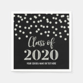Black Silver Confetti Class of 2020 Abschluss Serviette (Vorderseite)