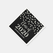 Black Silver Confetti Class of 2020 Abschluss Serviette (Ecke)