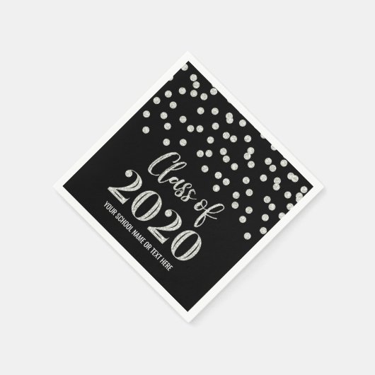 Black Silver Confetti Class of 2020 Abschluss Serviette (Ecke)