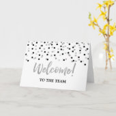 Black Silver Confetti Mitarbeiter Willkommen im Te Karte (Gelbe Blume)