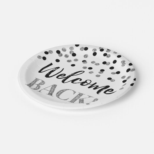 Black Silver Confetti - Teller von Back Paper (Schrägansicht)