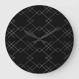 Black-silver, cool, elegant, simple modern pattern große wanduhr