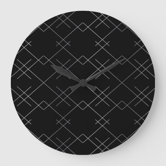 Black-silver, cool, elegant, simple modern pattern große wanduhr (Vorderseite)
