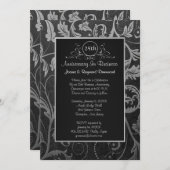 Black - Silver Damask 25. Geschäftsjubiläum Einladung (Vorne/Hinten)