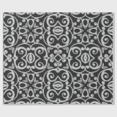 Black Silver DAMASK ELEGANT BIRTHDAY WEDDAY WRAP Geschenkpapier (Flach)