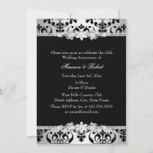 Black Silver Damask Pearl Bow 25-jähriges Bestehen Einladung (Rückseite)
