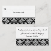 Black Silver Damask Platzkarte und Gefältmarke (Vorne/Hinten)