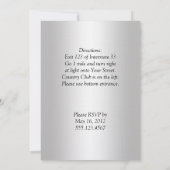 Black Silver Damask Türkis Hochzeitsempfang Einladung (Rückseite)