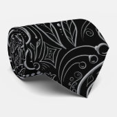 Black Silver Damasks Krawatte (Gerollt)