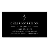Black Silver Electrician  Magnetische Visitenkarte (Vorderseite)