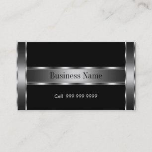 Black Silver Elegante Business Card Visitenkarte