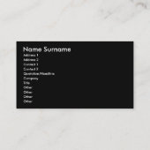 Black Silver Elegante Business Card Visitenkarte (Rückseite)