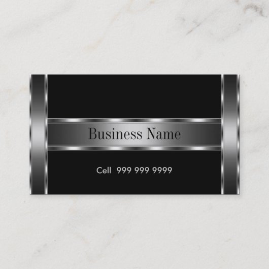 Black Silver Elegante Business Card Visitenkarte (Vorderseite)