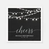 Black & Silver Elegante Lights Erwachsene Geburtst Serviette (Vorderseite)