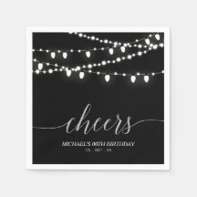 Black & Silver Elegante Lights Erwachsene Geburtst