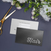 Black Silver Emboss Text Hair Stylist Ernennung Terminkarte