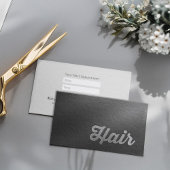Black Silver Emboss Text Hair Stylist Ernennung Terminkarte