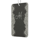 Black Silver Faux Glitter Grey Modern Monogram Autolufterfrischer (Links)
