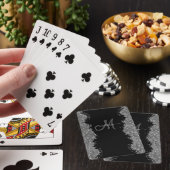 Black Silver Faux Glitter Grey Modern Monogram Spielkarten (In Situ)