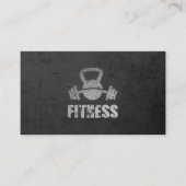 Black & Silver Fitness Trainer Kettlebell Barbell Visitenkarte (Vorderseite)