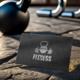 Black & Silver Fitness Trainer Kettlebell Barbell Visitenkarte