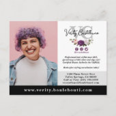 Black Silver Floral Salon Stylist Foto Marketing Postkarte (Vorderseite)