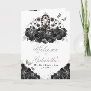 Black & Silver Floral Tiara Quinceanera Programm