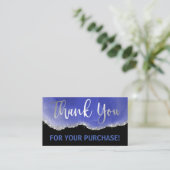 Black Silver Foil Glitzer Blue Agate Vielen Dank Visitenkarte (Stehend Vorderseite)