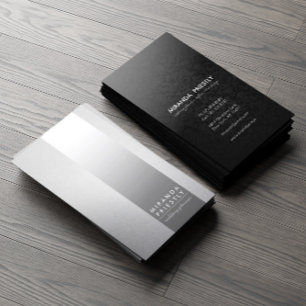Black Silver Foil Metal Stripe Hochzeitsplaner Visitenkarte