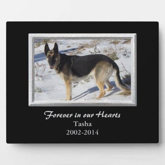 Black Silver Frame PET Memorial Template Fotoplatte (Vorderseite)