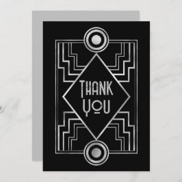 Black & Silver Gatsby-Inspired Art Deco Wedding Dankeskarte