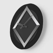 Black & Silver Geometric Triangle Metallic Clock Große Wanduhr (Winkel)