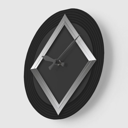 Black & Silver Geometric Triangle Metallic Clock Große Wanduhr (Winkel)