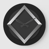 Black & Silver Geometric Triangle Metallic Clock Große Wanduhr (Vorderseite)