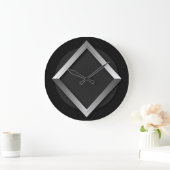 Black & Silver Geometric Triangle Metallic Clock Große Wanduhr (Zuhause)