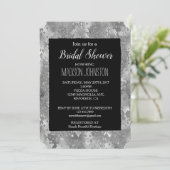 Black Silver Glam Glitzer Schlangenhaut Einladung (Stehend Vorderseite)