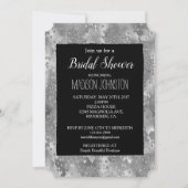 Black Silver Glam Glitzer Schlangenhaut Einladung (Vorderseite)