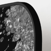 Black Silver Glitter Grey Modern Monogram Pickleball Schläger (Linke Seite)