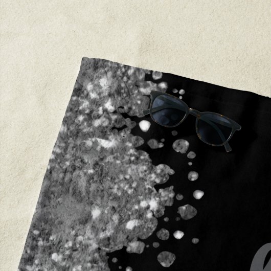 Black Silver Glitter Grey Modern Monogram Strandtuch (Beispiel)