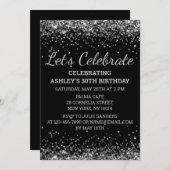 Black Silver Glitzer 30. Geburtstag Feiern Einladung (Vorne/Hinten)