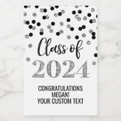 Black Silver Glitzer Confetti Abschluss Weinetikett (Einzelnes Label)