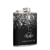Black Silver Glitzer Die besten Freunde Monogram Flachmann (Rechts)