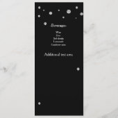 Black & Silver Glitzer Dots Elegantes Hochzeitsmen Menükarte (Rückseite)