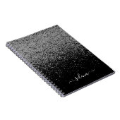 Black Silver Glitzer Girly Monogram Notizblock (Rechte Seite)
