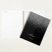 Black Silver Glitzer Girly Monogram Planer (Anzeige)