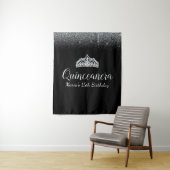 Black & Silver Glitzer|Hintergrund des Quinceanera Wandteppich (Beispiel)