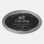 Black Silver Glitzer Product Labels Red Ladybug Ovaler Aufkleber (Vorderseite)