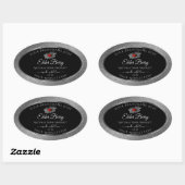 Black Silver Glitzer Product Labels Red Ladybug Ovaler Aufkleber (Blatt)