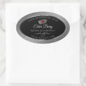 Black Silver Glitzer Product Labels Red Ladybug Ovaler Aufkleber (Tasche)