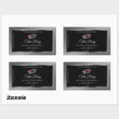 Black Silver Glitzer Product Labels Red Ladybug Rechteckiger Aufkleber (Blatt)